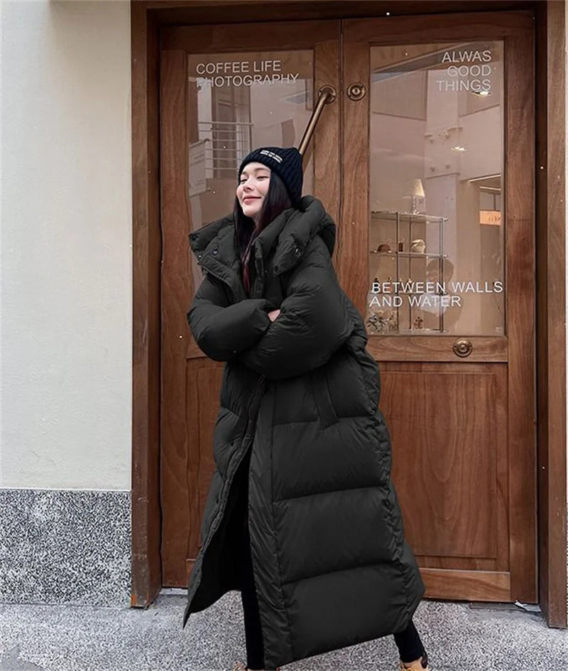 Warm Winter Pink Hooded Long Women Parkas Chaqueta Thick Cotton Padded Windproof Parcas Overcoat Casual Loose Snow Wear Jaquetas