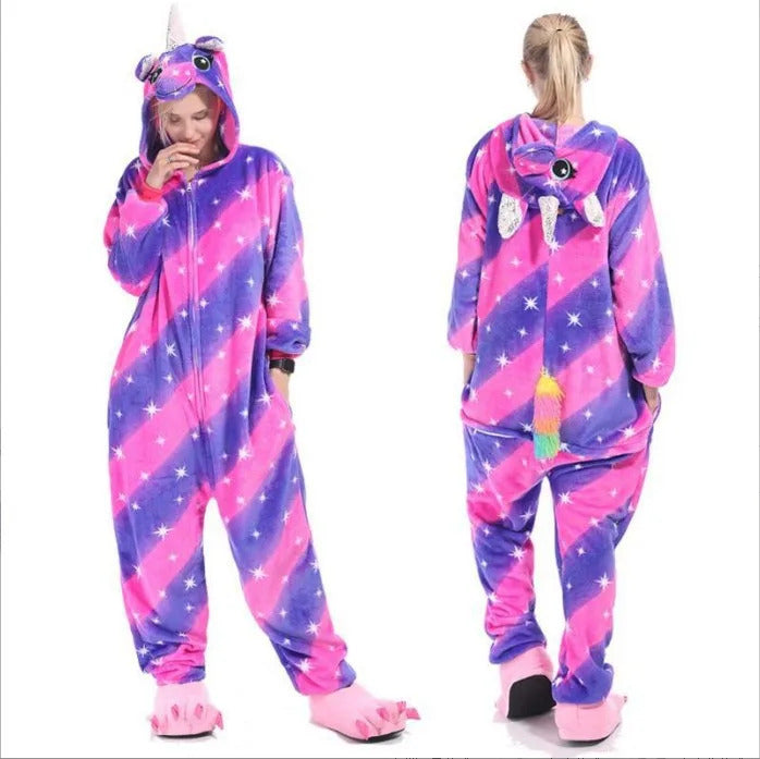 Women Pijama Animal Jumpsuit Onesie Kigurumi Unicorn Suit Shark Bodysuits Adult Flannel Sleepwear Full Body Winter