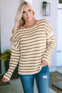 Black Striped Drop Shoulder Oversized Sweater