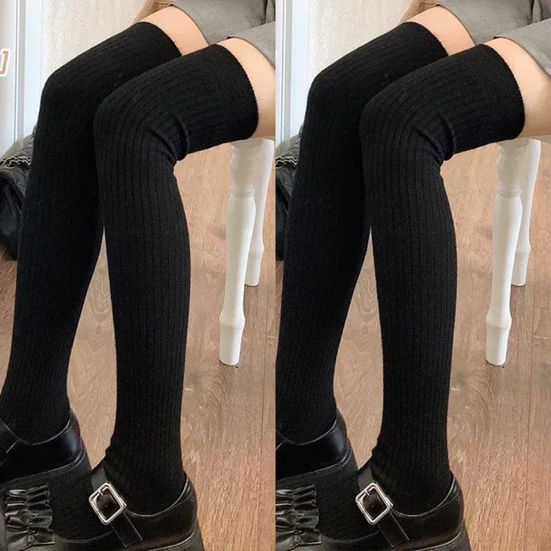 Women Soft Wool Long Socks Autumn Winter Cashmere Solid Knitted Stocking Skinny Casual Knee High Fluffy Warm Thicken Girls Socks