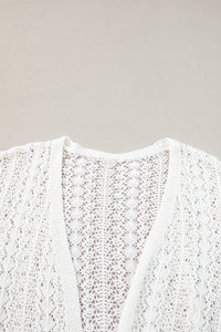 Apricot Hollow Out Knit Drop Shoulder Open Front Cardigan