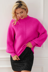 Rose Rib Knit Batwing Sleeve Sweater