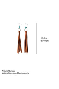 Chestnut Western Turquoise O-ring Tassel Earrings