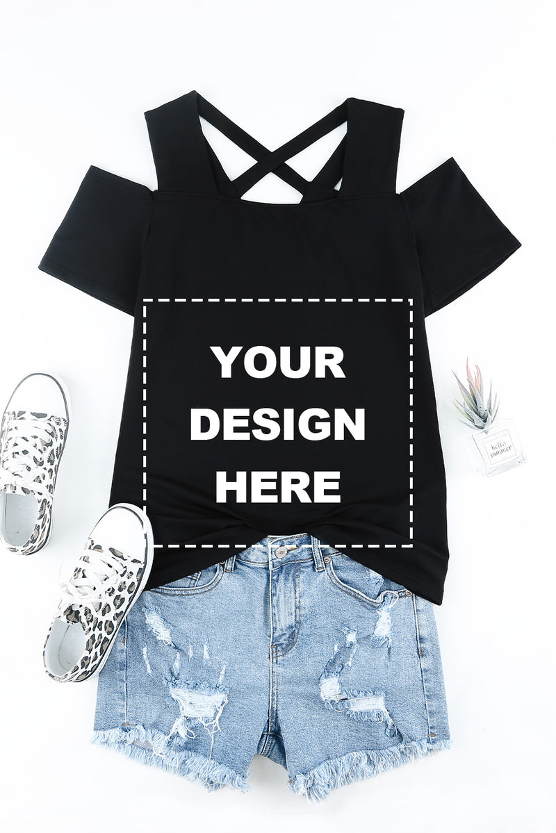 Blank Apparel - Black Criss-Cross Cut Out Short Sleeve Top