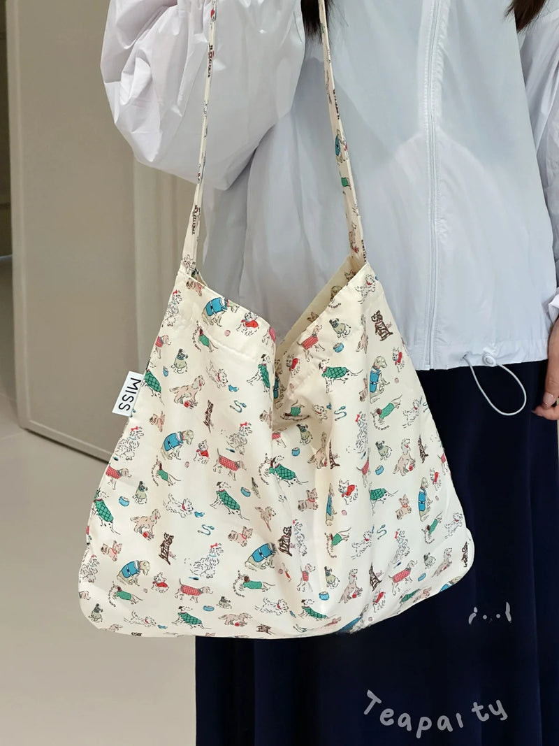 Floral Casual Canvas Bag Large Capaci Bag Women Japan fashion Ins Sle Lightweight Messenger Bag Student Commuter Shoulder...