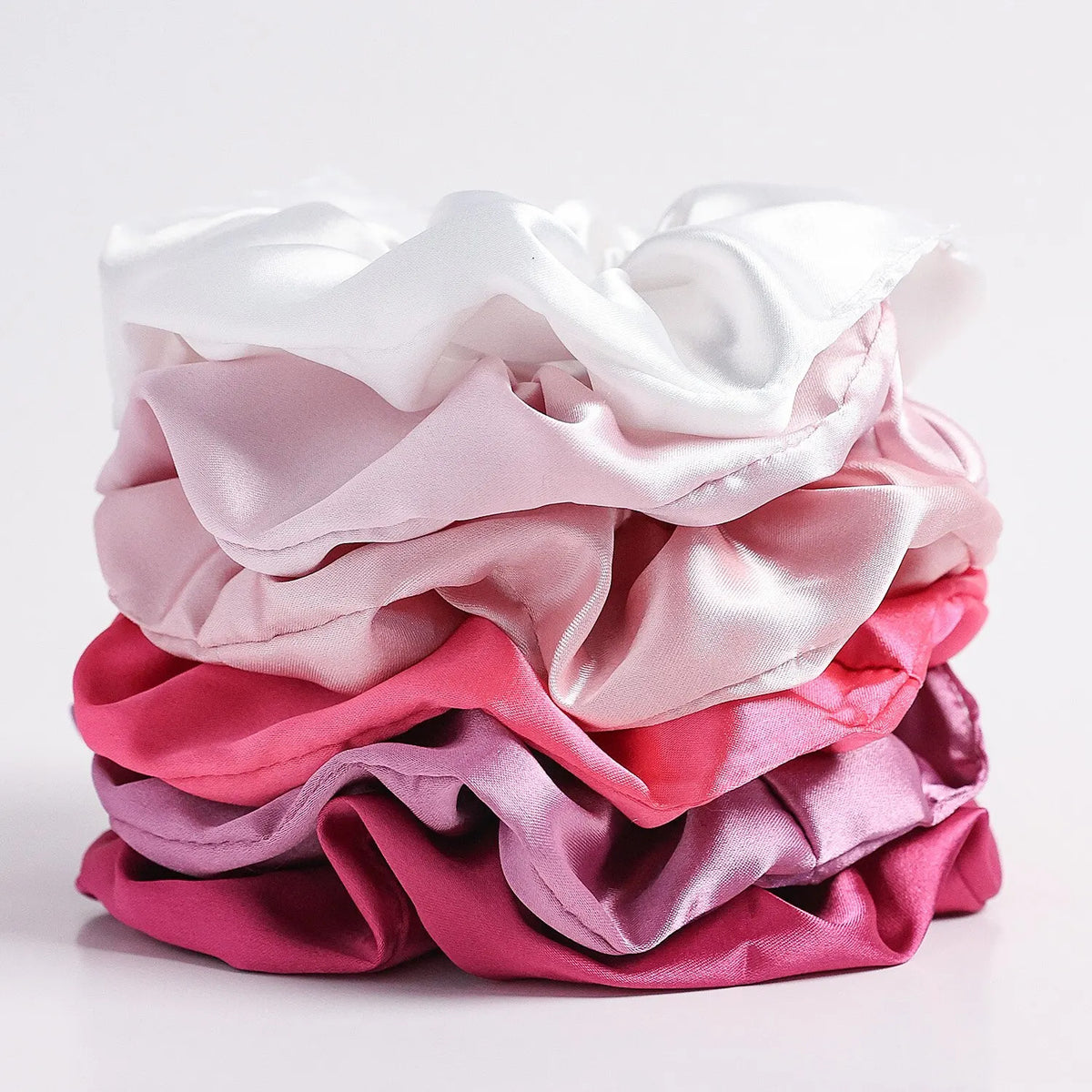 6-Piece Women's Pure Color Satin Large Scrunchie Daily Simple Atmospheric Set