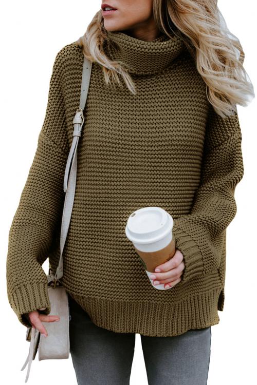 Sage Green Cozy Long Sleeves Turtleneck Sweater