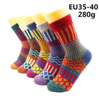 5 Pairs Winter Warmer Women Thicken Thermal Wool Cashmere Snow Socks Fashion Casual Euramerican National Wool Socks for Women