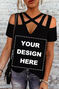 Blank Apparel - Black Criss-Cross Cut Out Short Sleeve Top