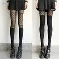 Hollowed Out Lace Tights Geometric Striped Patterned Fishnet Pantyhose for Women