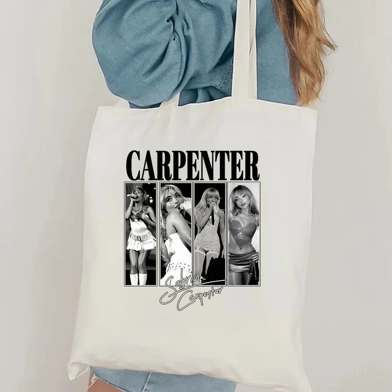 Vintage Sabrina Carpenter 2024 Tour tote bag Women's concert fashion portable shoulder bag Sabrina Carpenter fan Gift tote bag