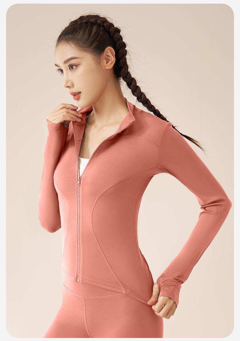 S-3XL Women's Tracksuit Jacket Slim Fit Long Sleeved Fitness Coat Yoga Tops With Thumb Holes Gym Jacket Workout Sweatshirts2024