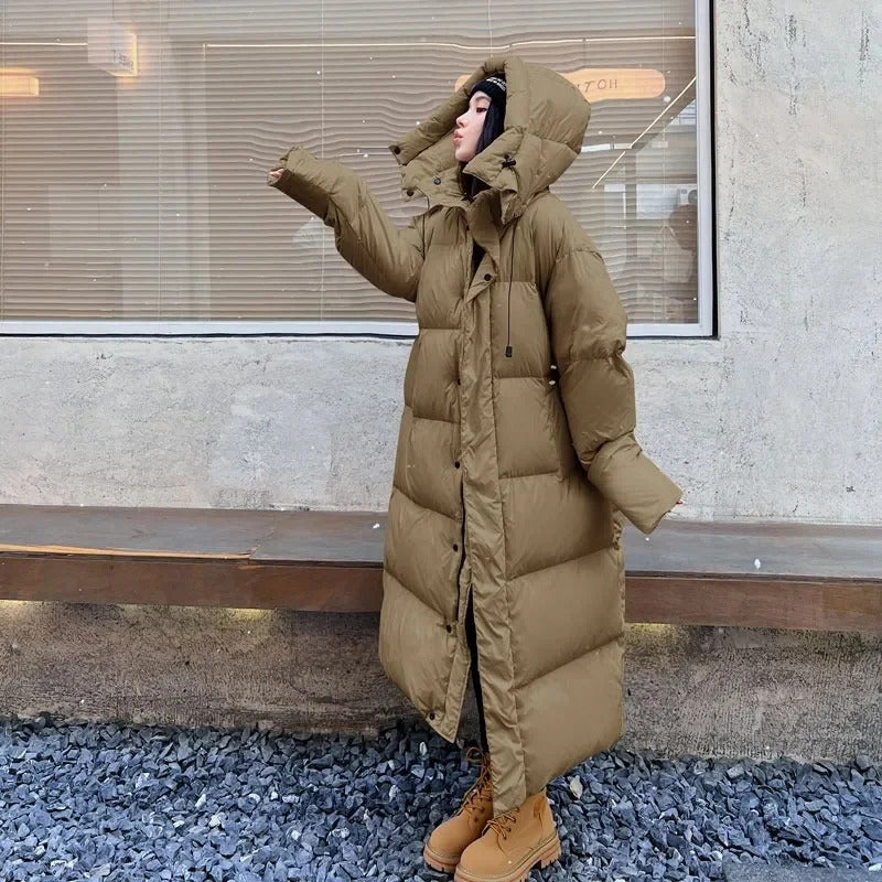 Warm Winter Pink Hooded Long Women Parkas Chaqueta Thick Cotton Padded Windproof Parcas Overcoat Casual Loose Snow Wear Jaquetas