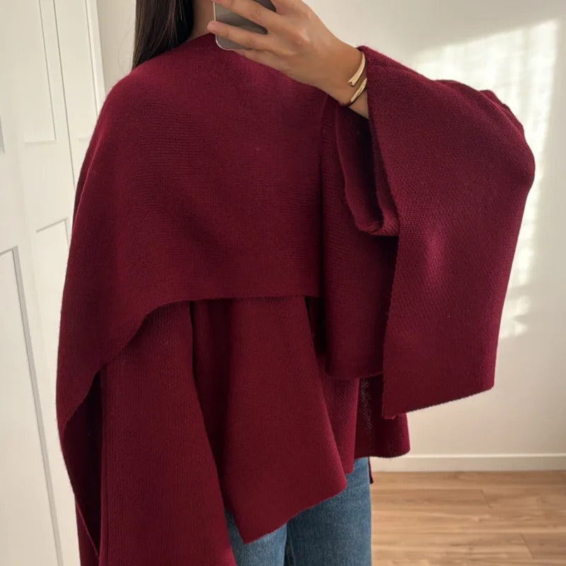 2024 Burgundy Women's Chic Scarf Collar Jackets Autumn Fashion Long Sleeved Casual Loose Coat New Ladies Elegant Street Outwear