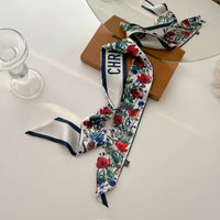 2023 New Twill Silk Scarf D Home Silk Scarf Bag Silk Scarf Tied Bag Decoration Ribbon Headband Star Same High-end Gift