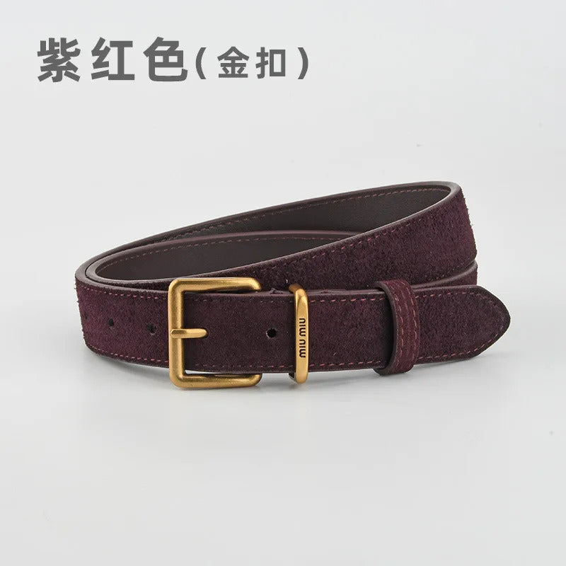 Frosted Suede Belt for Women Pin Buckle All-match Jeans Dress Decorated with Stylish Leather Trend Belt for Women