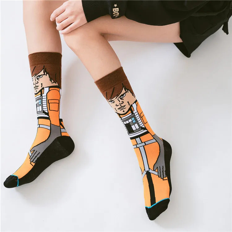 1 Pair Anime Men socks Master Yoda R2-D2 Cosplay Socks Wookiee Jedi Knight Novelty Men's Women's Socks Spring Autumn Winter