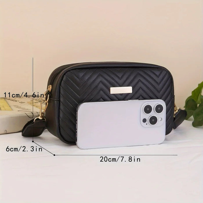 Minimalist Mini Fashionable Quilted Crossbody Bag Wallet, Trendy PU Shoulder Bag, WOMEN'S Casual Handbag and Mobile Phone Wallet