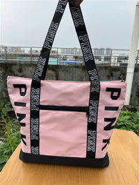 Sports Fitness Tote Bag Nylon Fabric Bags Women Handbag Pink Letter Graphic Tote Handbags Woman Shoulder Bags Casual