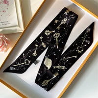 2022 Luxury Silk Scarf Slim Hair Accessories Fashion Bag Handle Ribbon Ladies Horse Print Headband Belt Ladies Fall New 60SKU