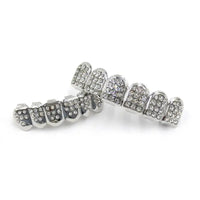 Fashion HIPHOP Tooth Braces Gold/Silver Teeth Top&Bottom with Diamonds Top & Bottom Grill Bling Jewellery for Men Women