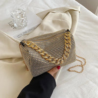 Allover Rhinestone Bucket Bag, Glitter Chain Prom Purse, Women's Mini Crossbody Bag (6.3*3.54) Inch