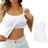 Padded Bra Tank Top Women Modal Spaghetti Solid Cami Top Vest Female Adjustable Camisole With Built In Bra Fitness Clothing