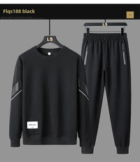 Men's 2024 Sweatshirt Set Round Neck Spring Autumn Casual Sports Two-Piece Loose Fit Comfortable Streetwear Fashion