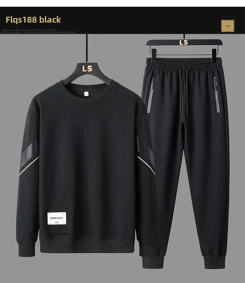 Men's 2024 Sweatshirt Set Round Neck Spring Autumn Casual Sports Two-Piece Loose Fit Comfortable Streetwear Fashion