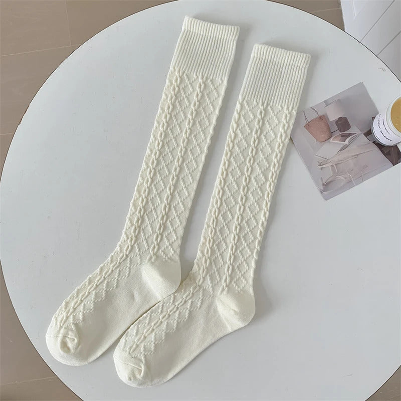 Retro Women Stockings High Quality Japanese Style New Solid Color Knee High Socks For Women Korean Style Warm Casual Long Socks