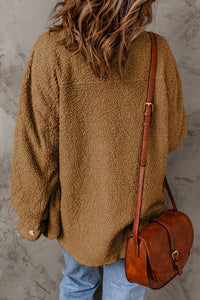 Brown Flap Pockets Button Front Jacket