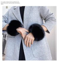 Natural Fox Fur Cuffs Wrist Arm Warmer Women Jacket Coat Sleeve Fur Triming Ladies Bracelet Real Fur Wristand Glove Snap Ring