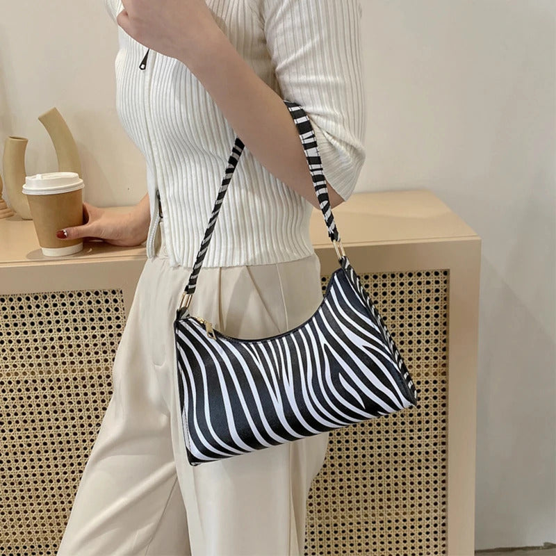 Summer New Shoulder Bags for Women High Quality Zebra Underarm Handbags PU Leather Leopard Armpit Purse Bag