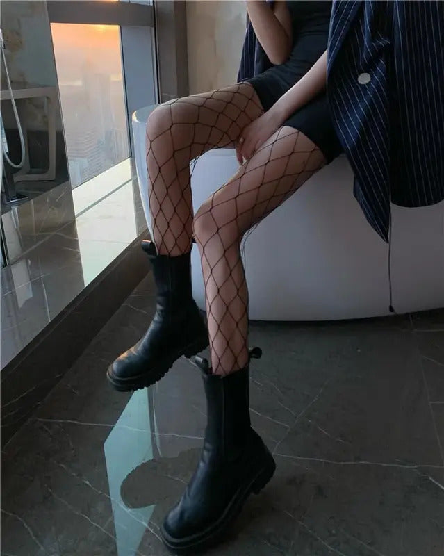 Sexy Women's Long Fishnet Body Stockings Fish Net Pantyhose Mesh Nylon Tights Lingerie Black Summer Thigh High Waist Hosiery