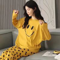 Fall and Winter Women's Suit Pajamas Long-Sleeved Long Pants Homewear Two-Piece Set Ladies Cartoon Pattern Sleepwear Loungewear