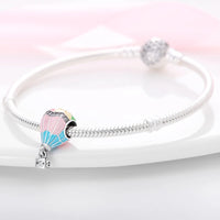 Fit Pandora Original Bracelets 925 Sterling Silver House Astronaut Puzzle Colorful Hot Air Balloon Charms Beads DIY Jewelry