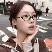 Y2K Retro Oval Frame Glasses Women Female  Sweet Cool Eyewear Trend Reading Computer Anti Blue Light Eyeglasses