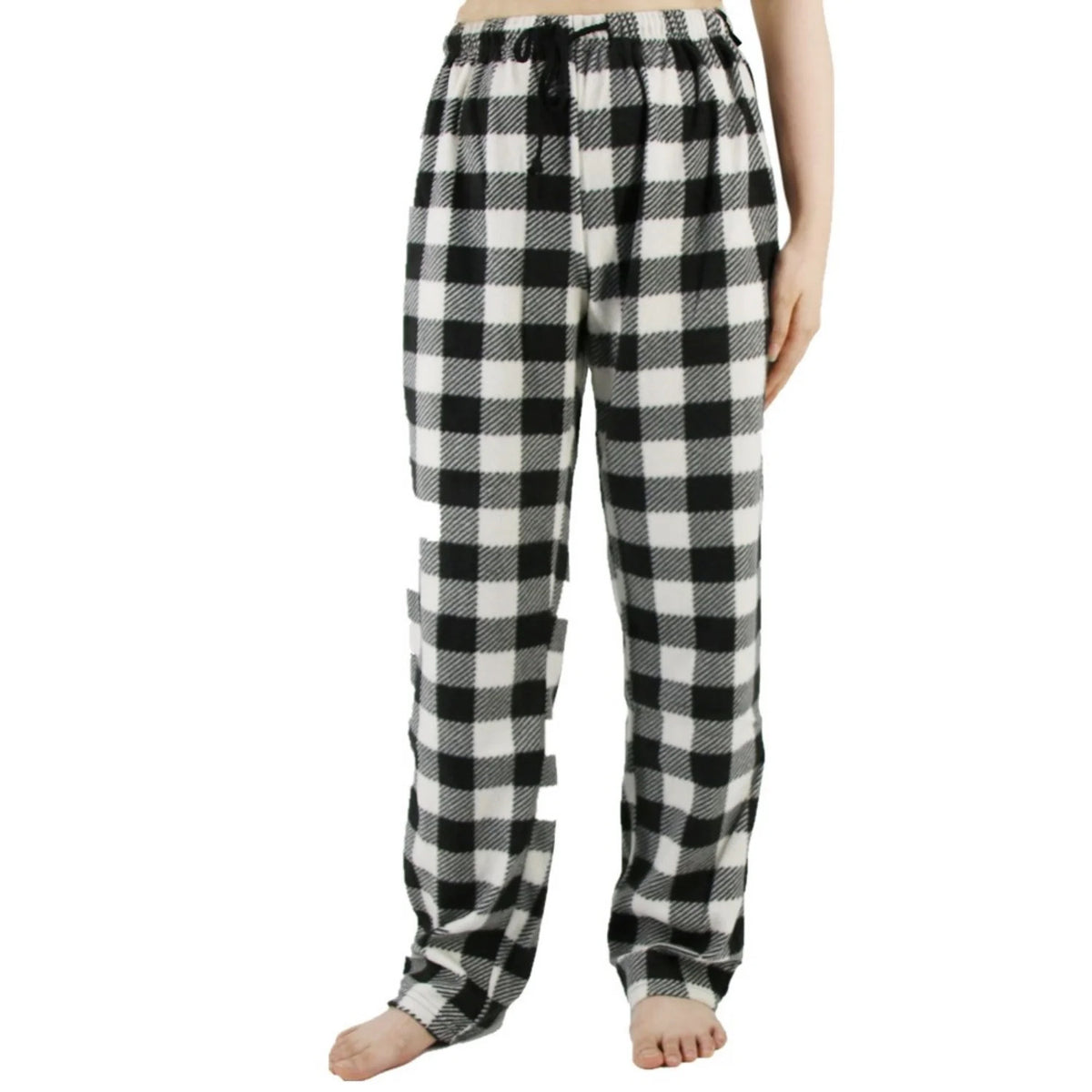 Pajama Pants for Women Fuzzy Pack Long Fleece Buffalo Plaid Pj Bottoms Soft Drawstring Lounge Sleepwear