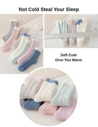 4 Pairs Women Winter Warm Fuzzy Socks Thick Thermal Solid Soft Fluffy Socks Cute Fashion Slipper Home Floor Sleeping Socks