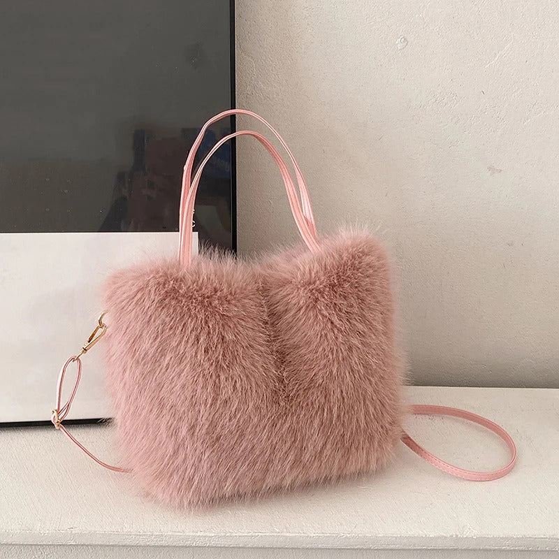 Faux Fur Tote Bag Women's Bucket Plush Luxury Design Ladies Handbags Soft Winter Crossbody Shoulder Bags Bolsa Feminina