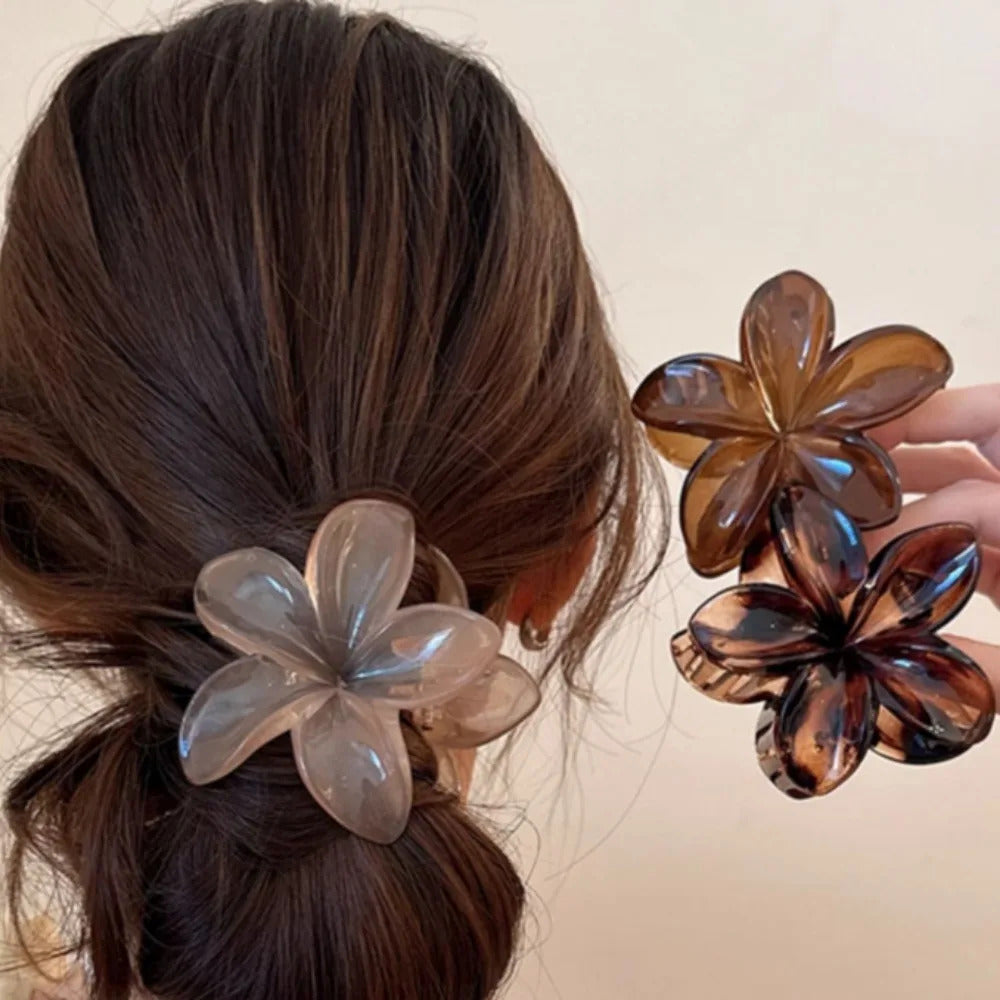 Women's Laser Mermaid Princess Flower Shaped 8cm/3.15in Large-Size Brown Beige Lightweight Plastic Hair Clips Fashionable And