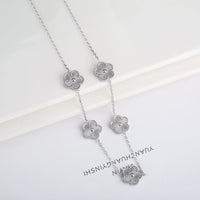 Classic Stainless Steel Five Leaf Flower Jewelry Necklace Set Bracelet Earrings Simple for Woman Girl Party Daily Wear Jewelry