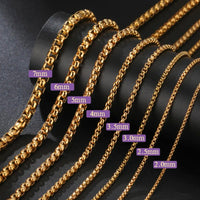 Skyrim Fashion Long Box Chain Necklace Stainless Steel Basic Punk 2-7mm Thick Chains Jewelry Gift for Men Women Wholesale