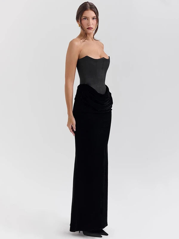 Mozision Off-shoulder Strapless Sexy Maxi Dress For Women Elegant Sleeveless Backless Bodycon Club Party Evening Long Dress