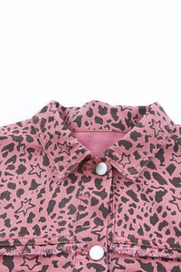 Pink Stars & Animal Spots Print Button Up Denim Shacket