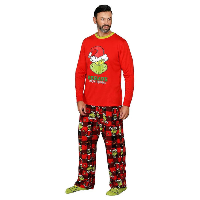 Christmas Family Matching Pajamas Set Mother Dad Cartoon Print Pajamas Home Clothes Set