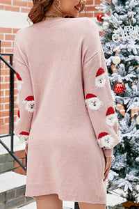 Light Pink Fuzzy Christmas Santa Clause Sweater Dress