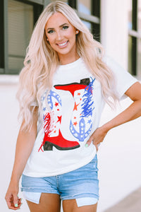 White American Flag Boots Graphic Tee