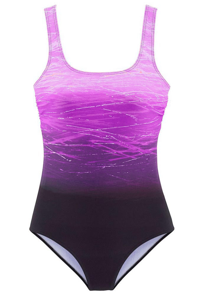 Purple Gradient Criss Cross Back One Piece Swimsuit