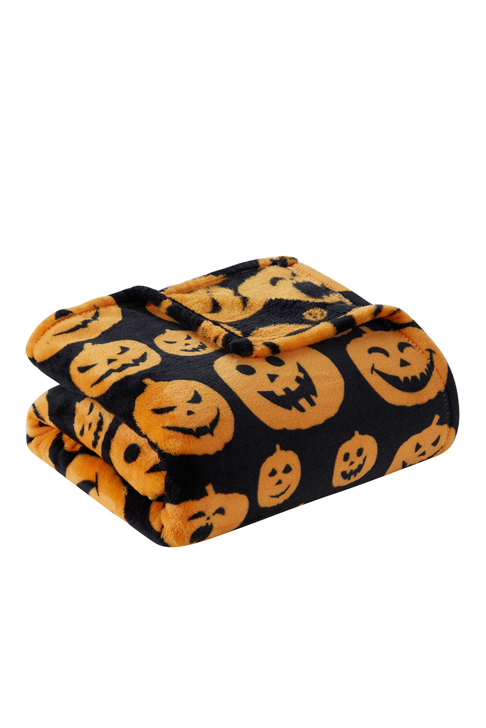 Black Halloween Pumpkin Face Print Fleece Blanket 130*150cm